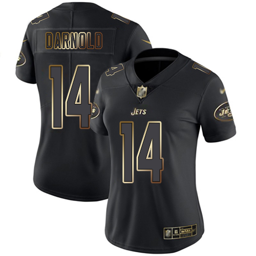 New York Jets Limited Black Gold Women Sam Darnold Jersey NFL Football #14 Vapor Untouchable